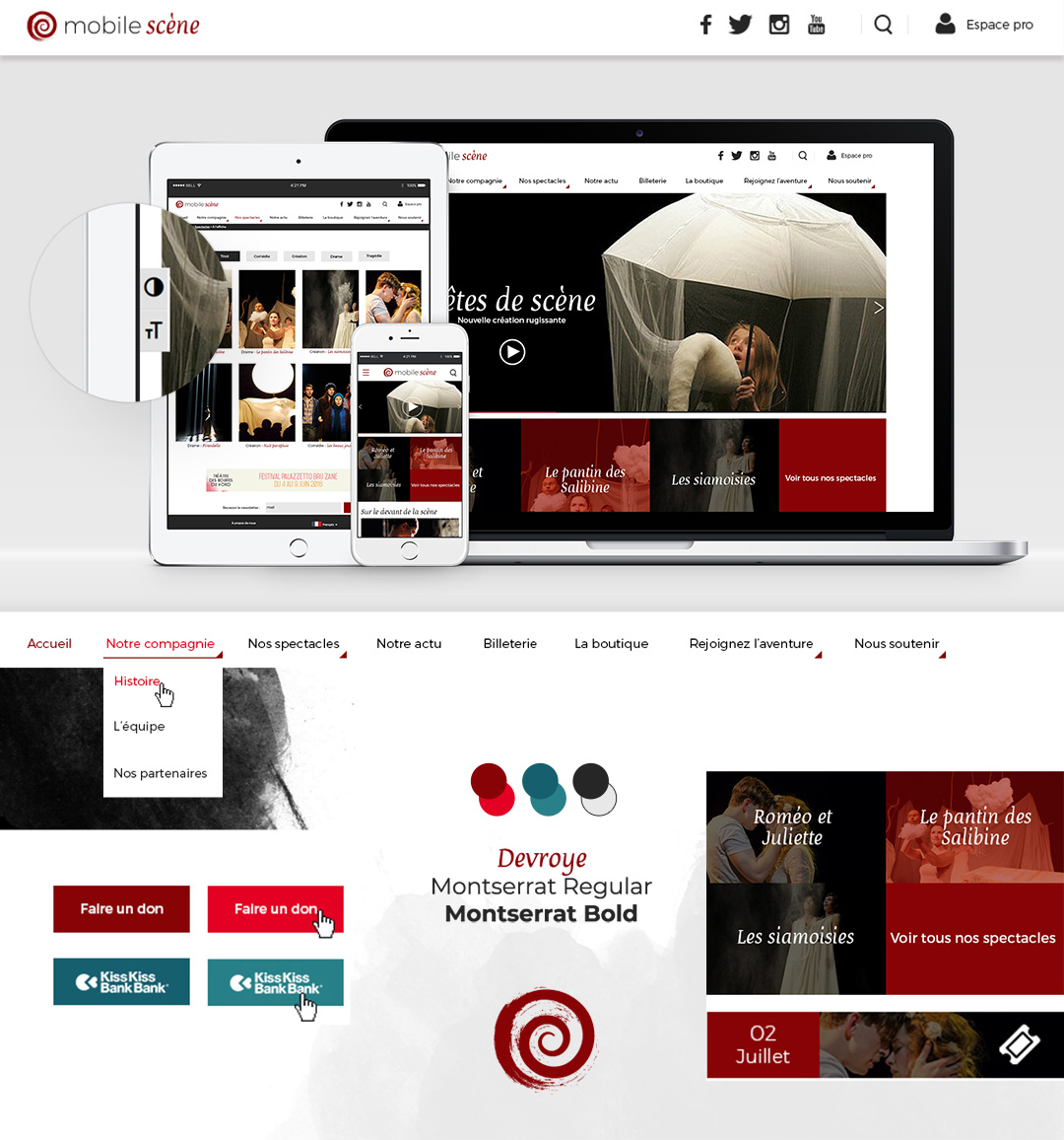 Aperçu de la charte, du site pour le théâtre
