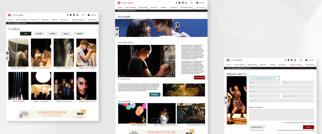 Plusieurs maquettes du site wordpress